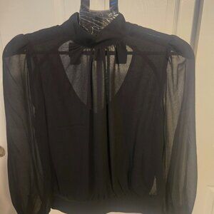 Sheer Black Long Sleeve Blouse